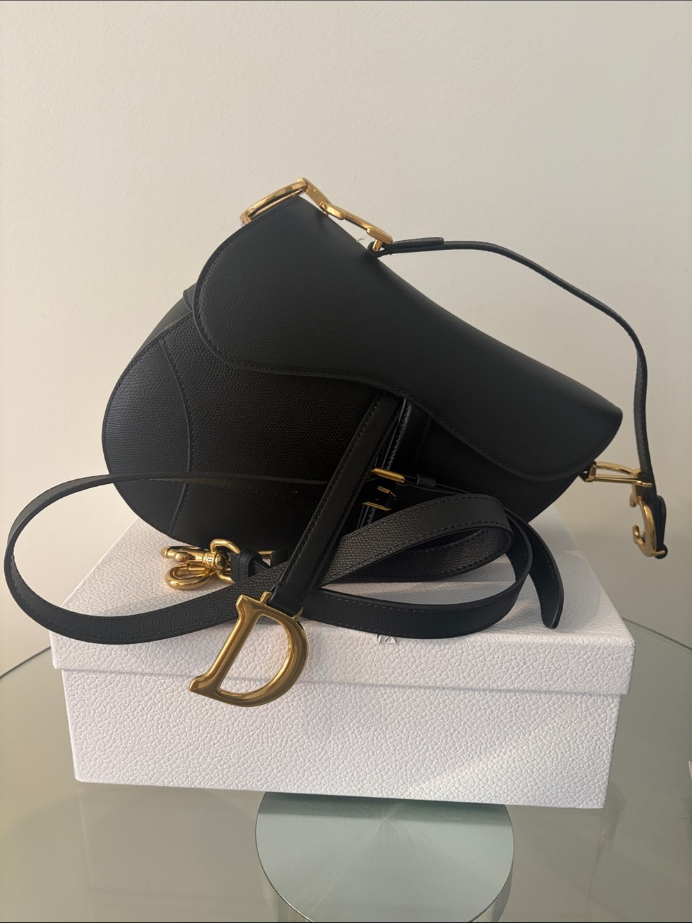 Dior Black Saddle Crossbody Bag with Gold D Charm - Picture 3 of 4